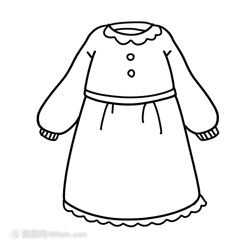 連衣裙簡筆畫線稿